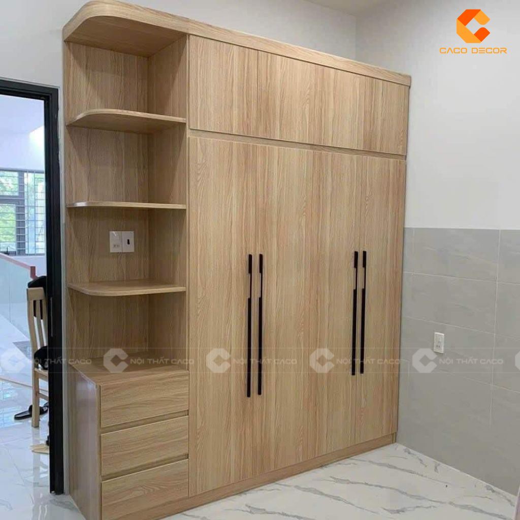 Tủ áo gỗ công nghiệp MDF thiết kế 4 cánh đa năng