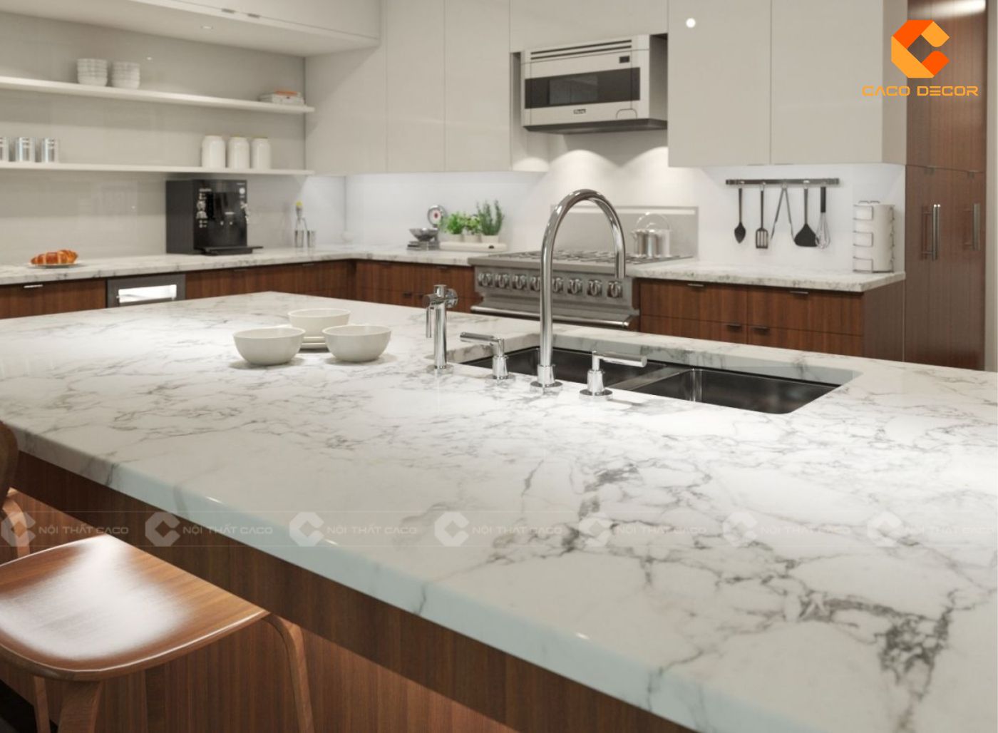 Mặt đá bếp của tủ bếp và bàn đảo cao cấp