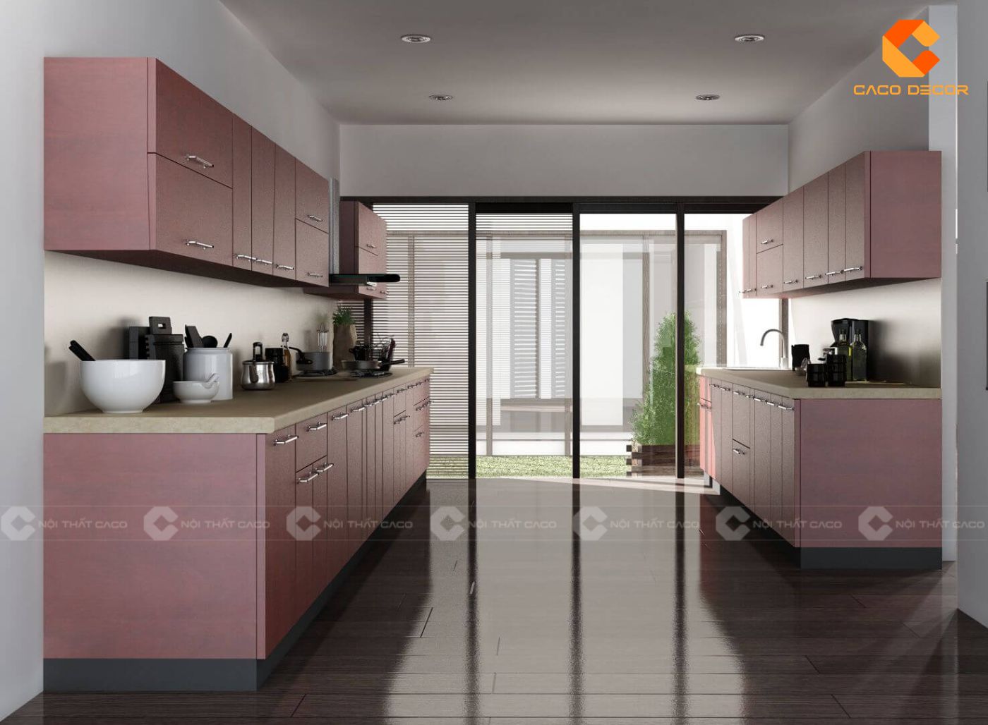 Mẫu tủ bếp song song giúp tối ưu công năng