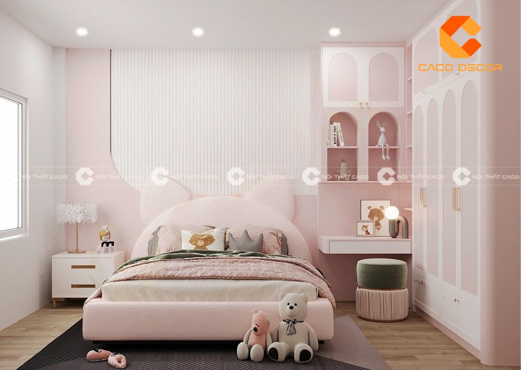 Phòng màu hồng cho bé gái dành cho bé 10 tuổi