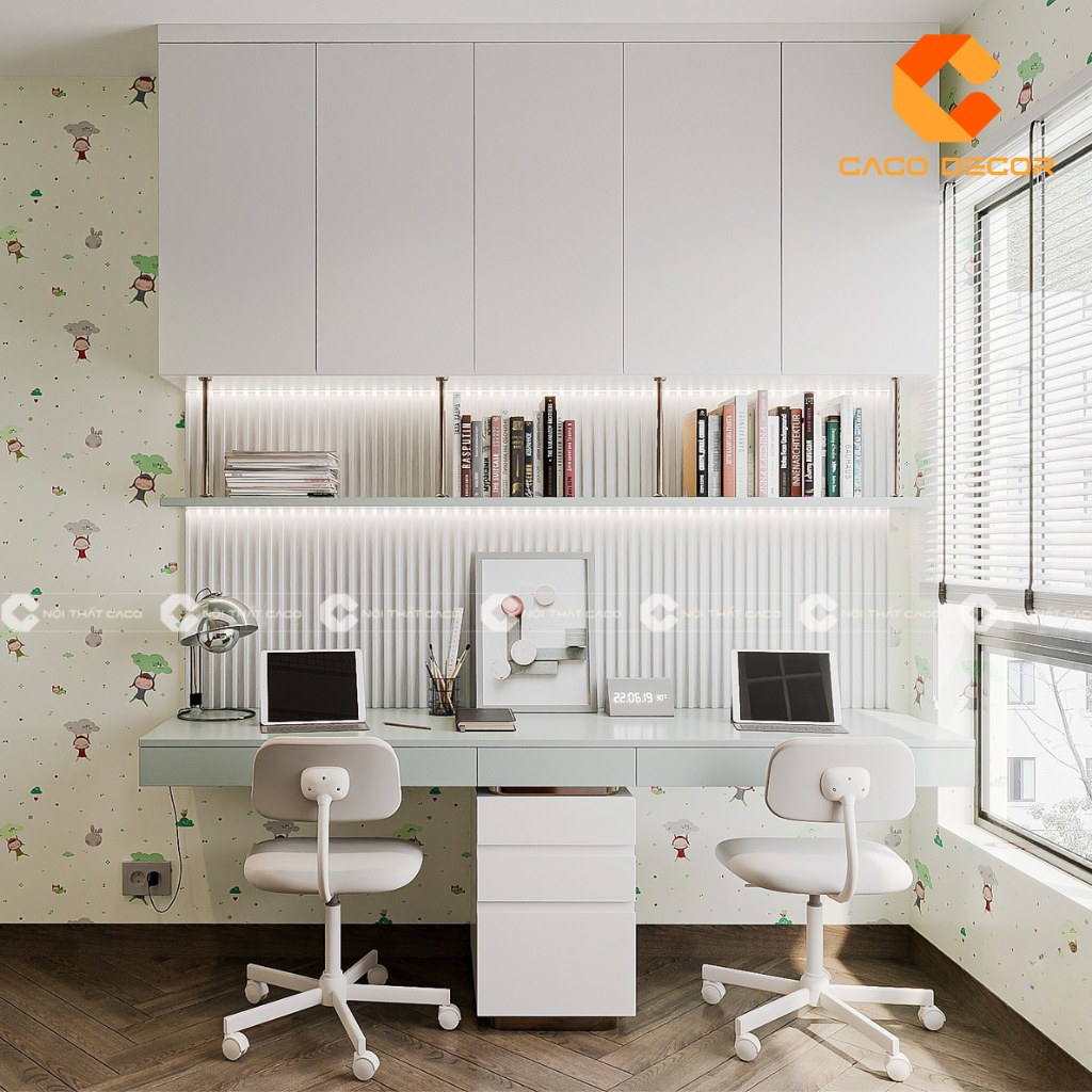 Phòng học cho 2 bé tiện nghi và khơi gợi sự sáng tạo con nhà bạn