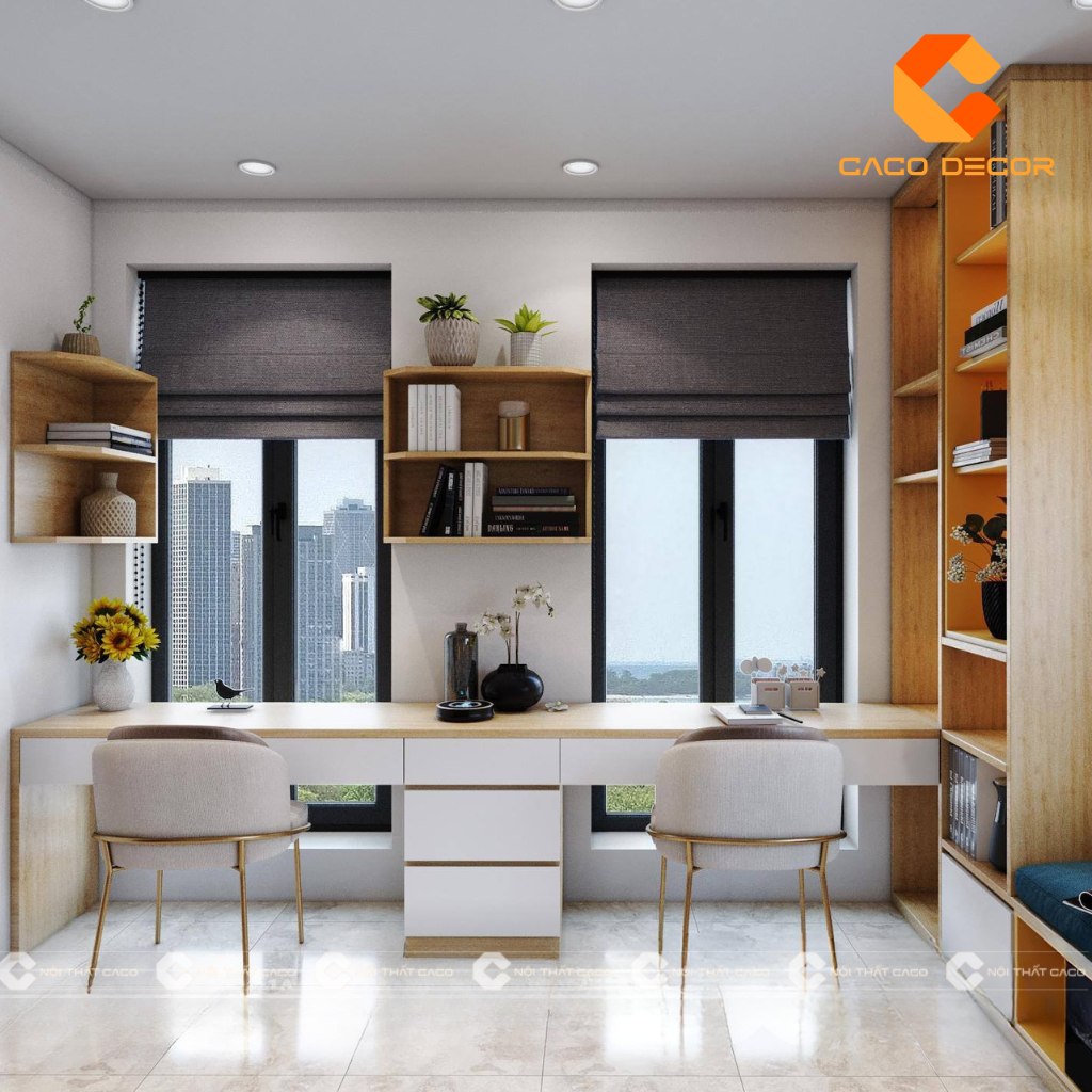 Phòng học cho 2 bé riêng biệt, tạo sự riêng tư 