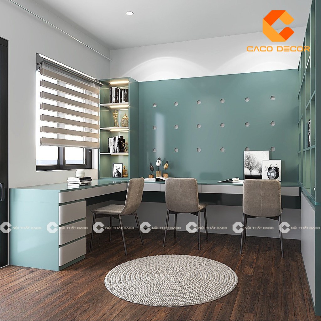 Thiết kế phòng học cho 2 bé là giải pháp tối ưu giúp không gian học tập