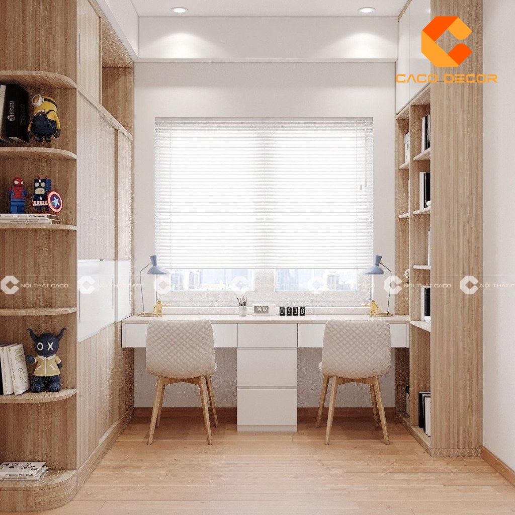 Nhân viên CaCo thiết kế phòng học cho 2 bé tối ưu diện tích lại đủ công năng