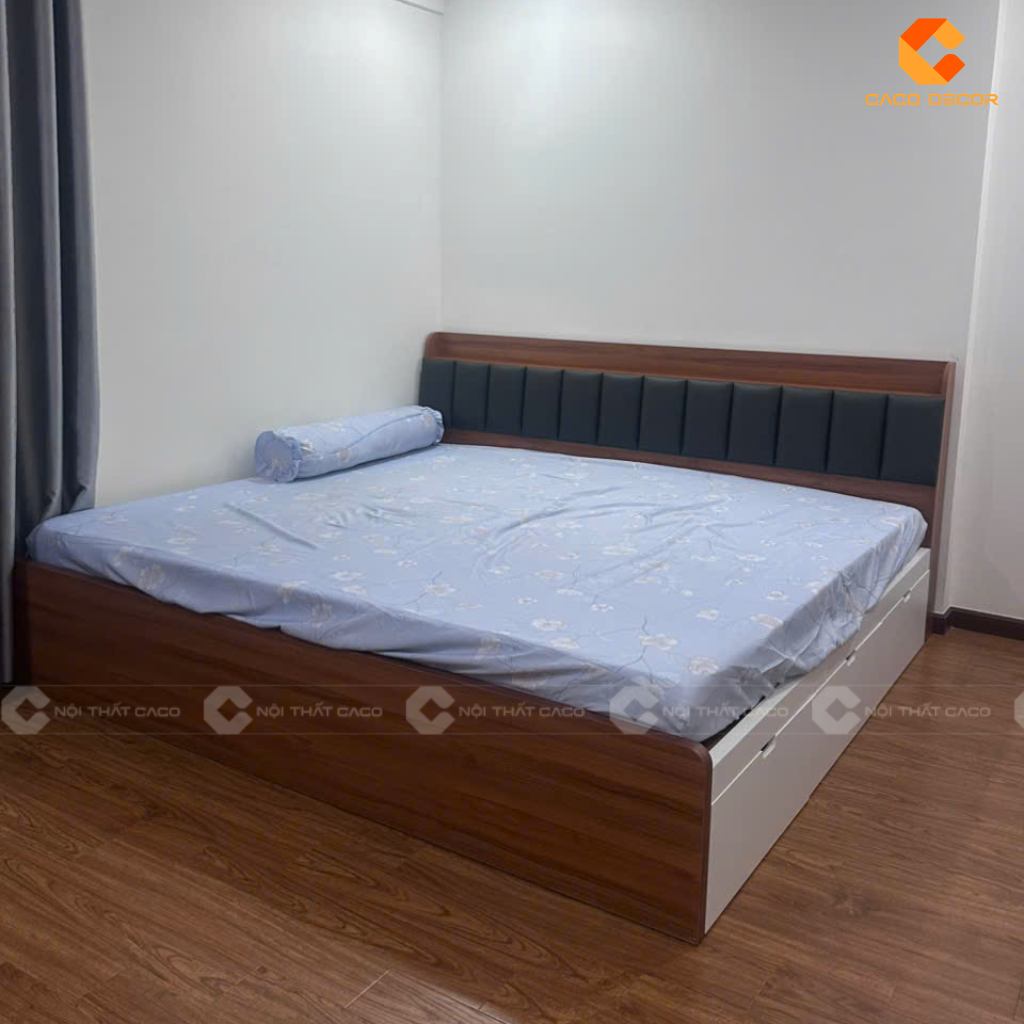 Hình thực tế thi công giường ngủ tại nhà khách