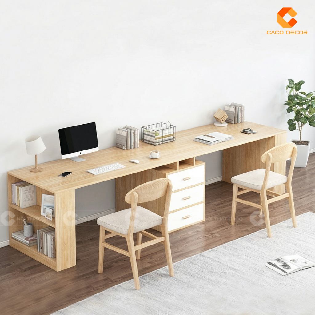 19+ Mẫu Bàn Làm Việc 2 Người Tại Nhà Đẹp, Tiện Lợi, Đáng Mua 17