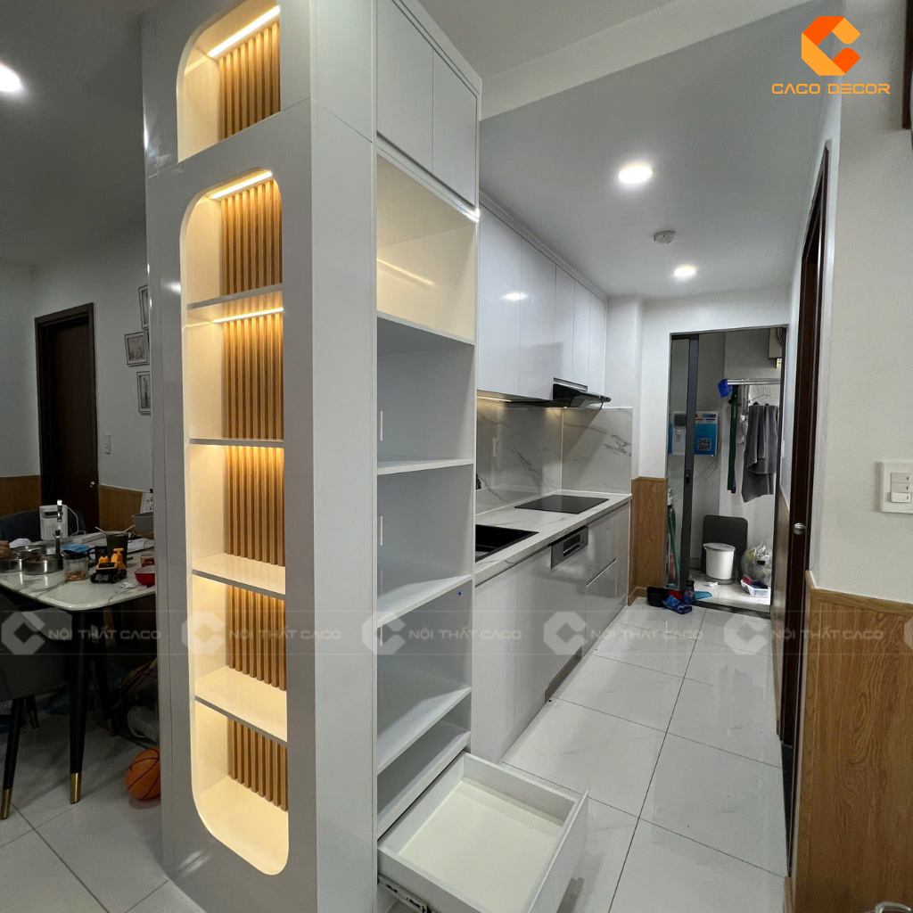 Hình thực tế tủ bếp chữ I được chụp tại công trình