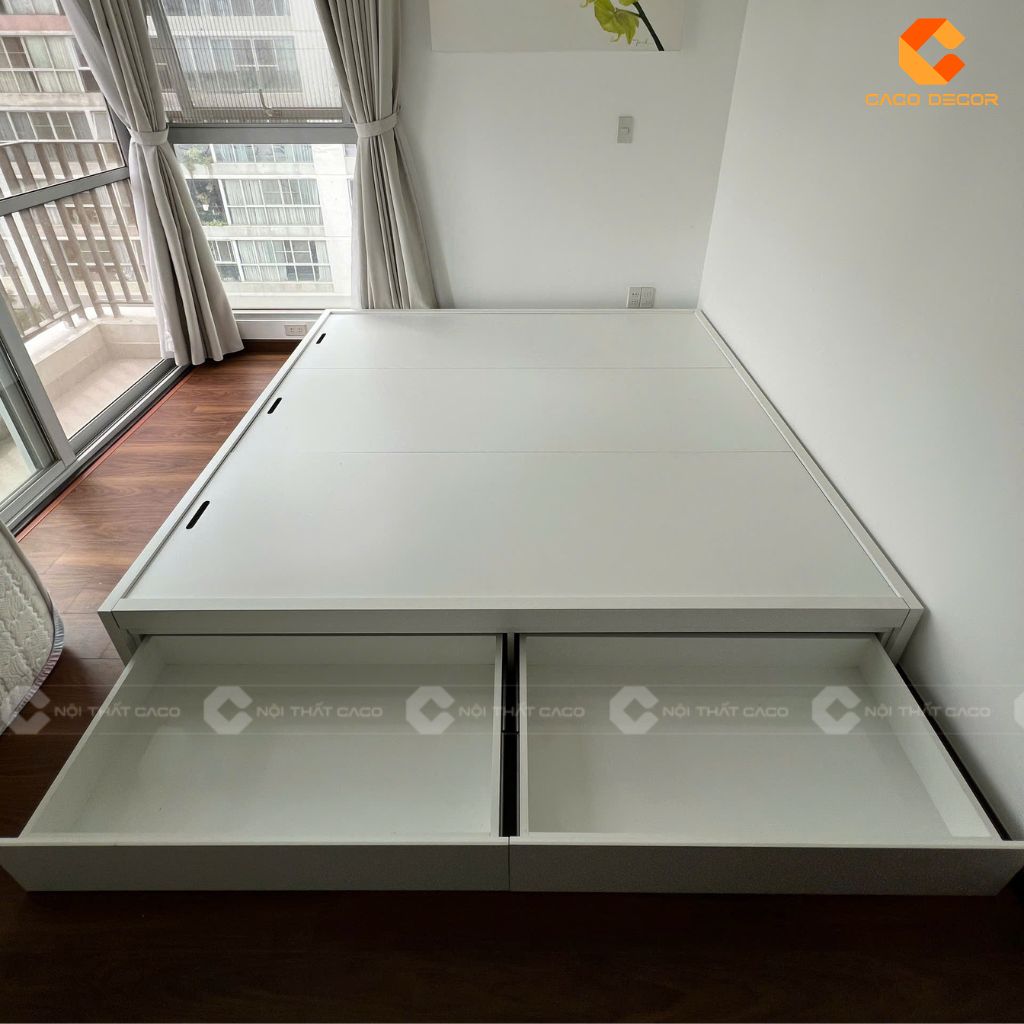 Hai hộc kéo rộng rãi bố trí bên hông giường