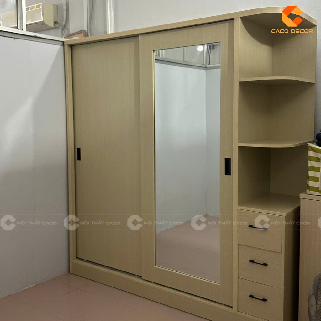 Hình thực tế tủ quần áo cửa lùa 2 cánh có gương