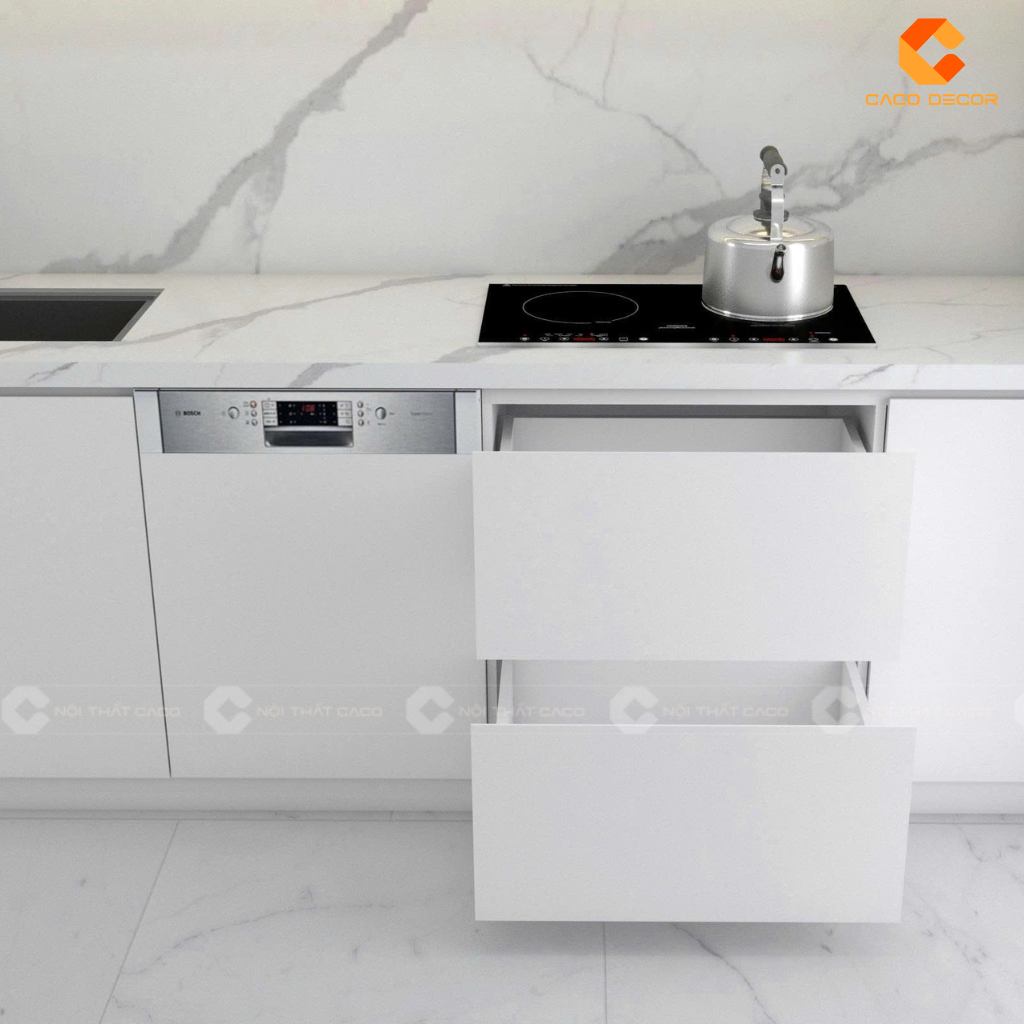 Thiết kế 3D hộc kéo của tủ bếp