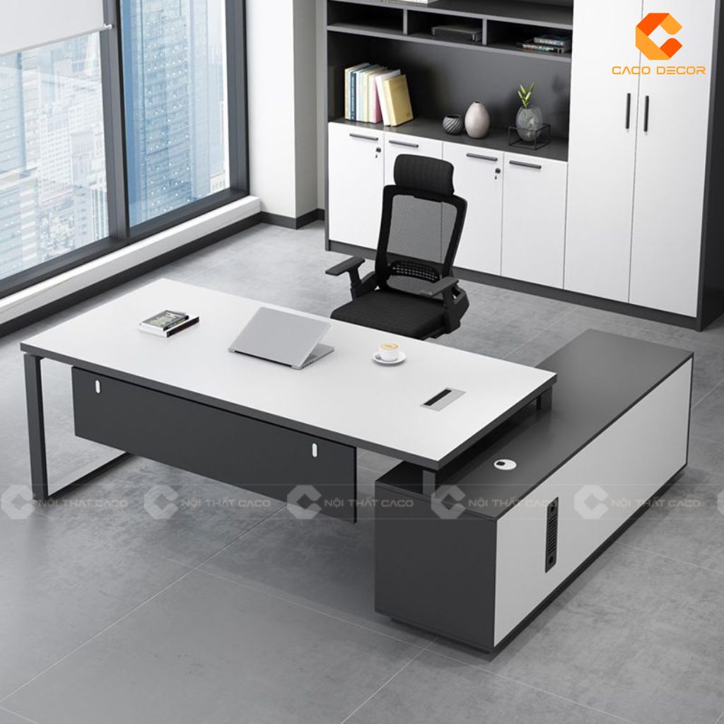 Bộ bàn làm việc văn phòng giám đốc có tủ phụ đẹp