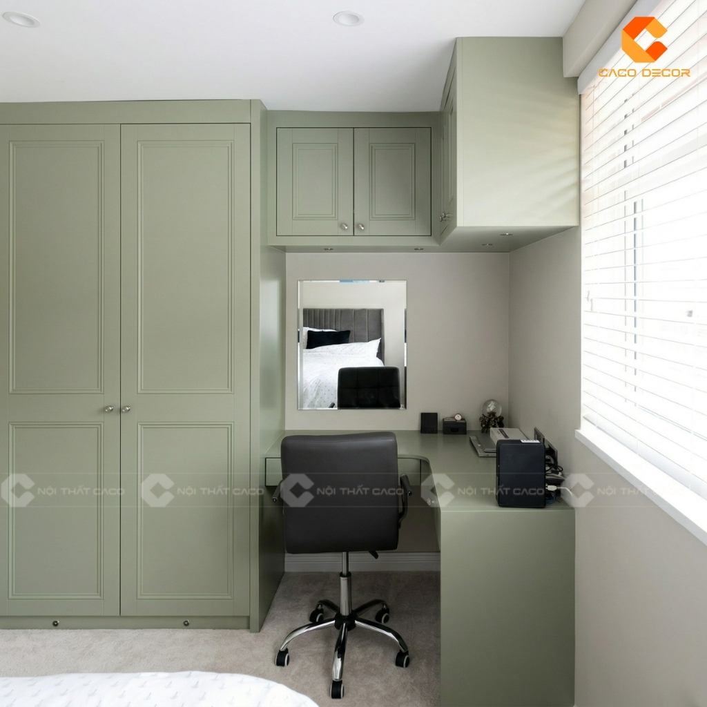 TOP 15 Mẫu Tủ Quần Áo Kết Hợp Bàn Làm Việc Chữ L Hiện Đại 6