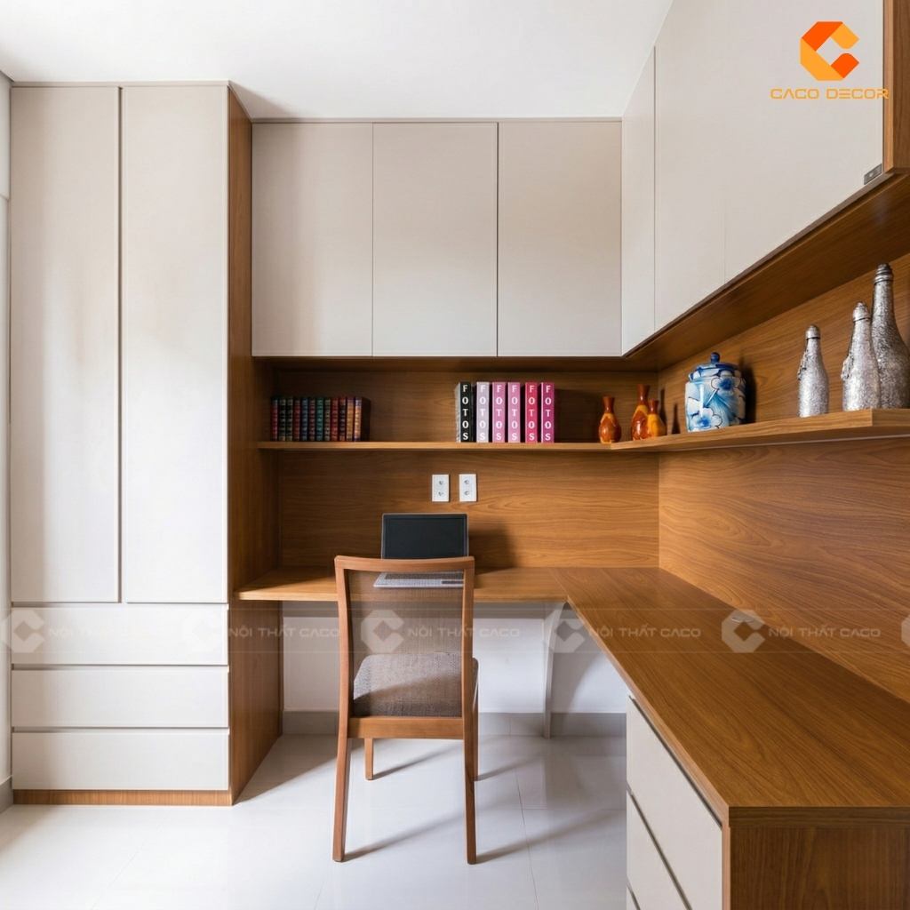 TOP 15 Mẫu Tủ Quần Áo Kết Hợp Bàn Làm Việc Chữ L Hiện Đại 7