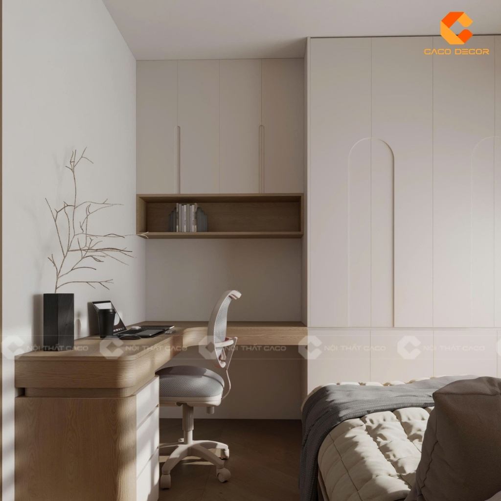 TOP 15 Mẫu Tủ Quần Áo Kết Hợp Bàn Làm Việc Chữ L Hiện Đại 12