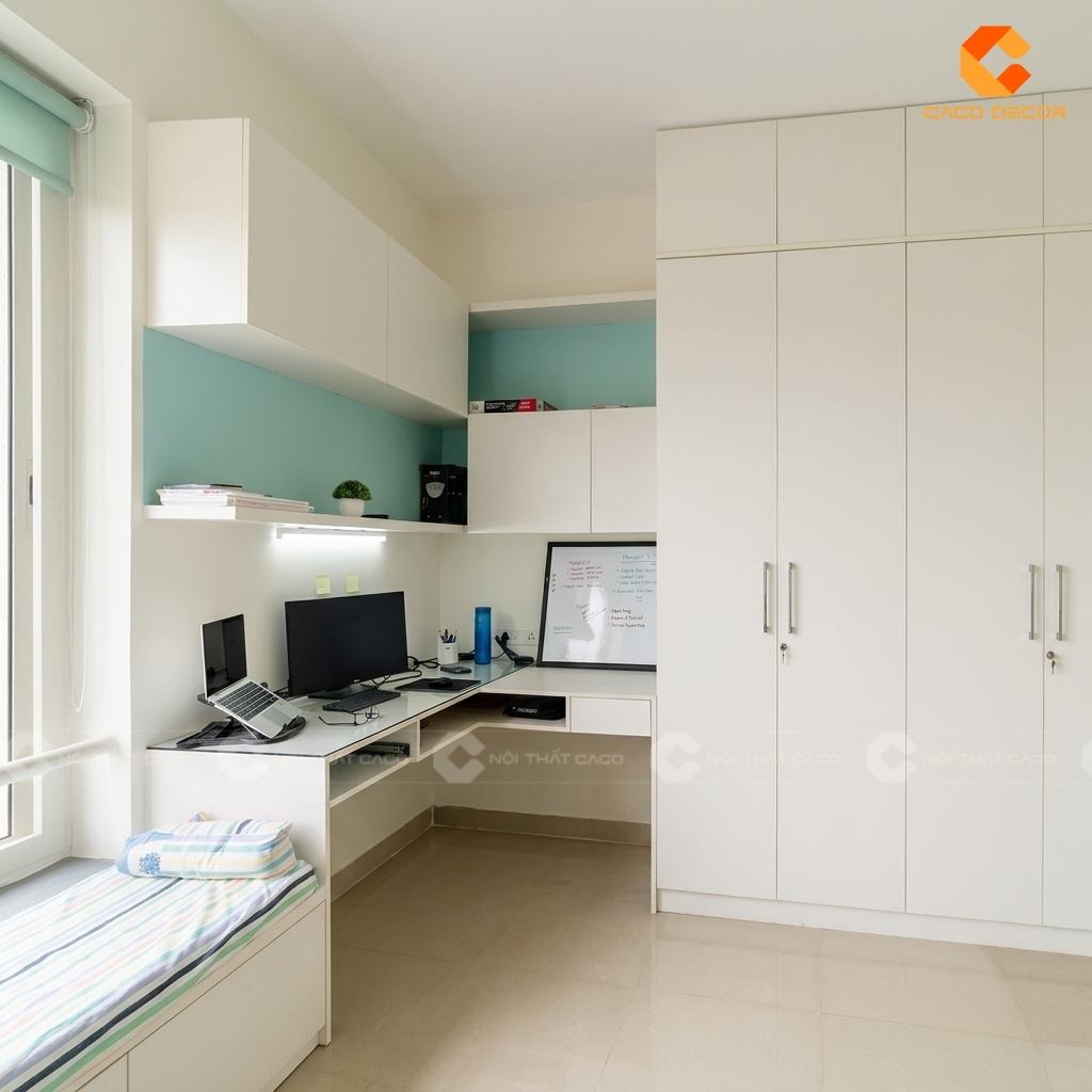 TOP 15 Mẫu Tủ Quần Áo Kết Hợp Bàn Làm Việc Chữ L Hiện Đại 17