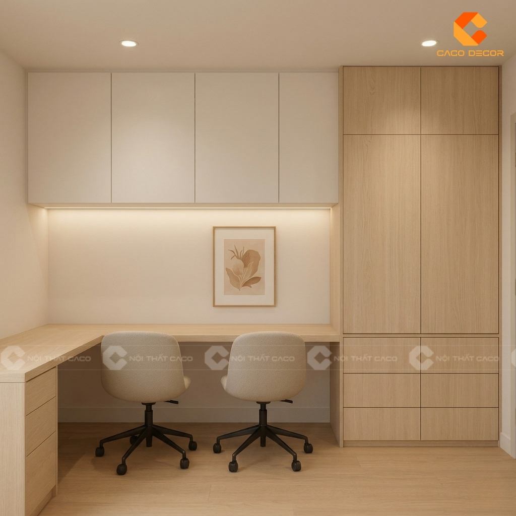 TOP 15 Mẫu Tủ Quần Áo Kết Hợp Bàn Làm Việc Chữ L Hiện Đại 18