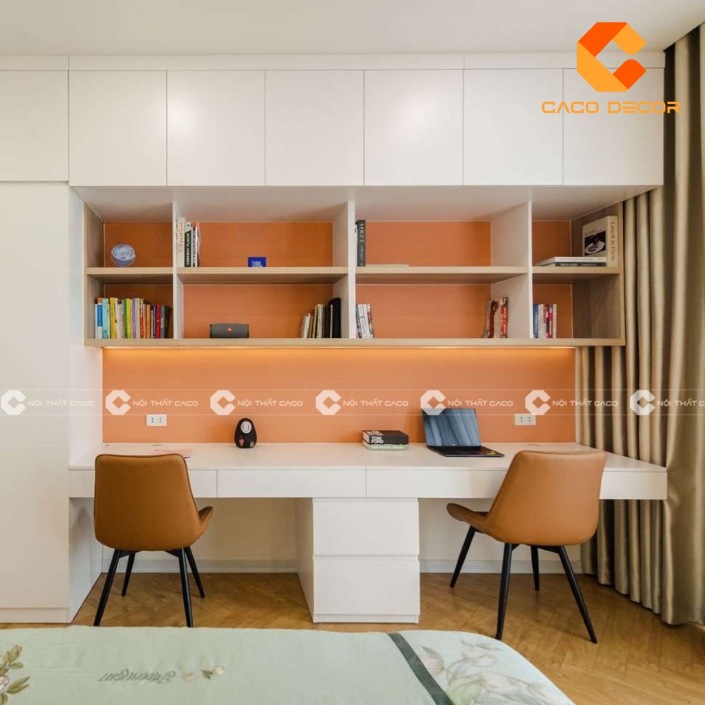 Top mẫu bàn học đôi kèm giá sách đẹp, bán chạy trong năm 8