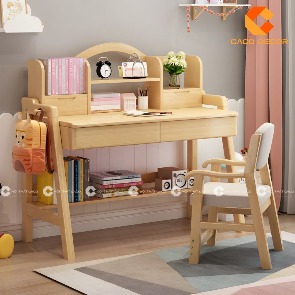 Bộ sưu tập 15 mẫu bàn học gỗ cao su đẹp, bền, an toàn cho bé 6