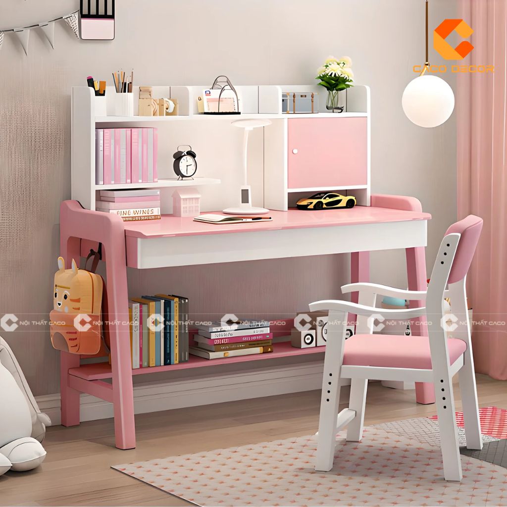 20+ Mẫu bàn học màu hồng cao cấp, đẹp, dễ thương cho bé gái 15