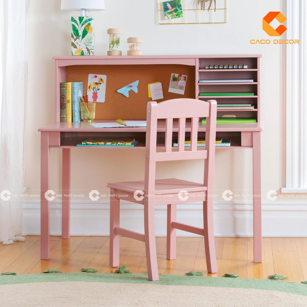 20+ Mẫu bàn học màu hồng cao cấp, đẹp, dễ thương cho bé gái 18