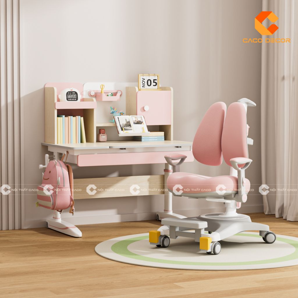 20+ Mẫu bàn học màu hồng cao cấp, đẹp, dễ thương cho bé gái 5