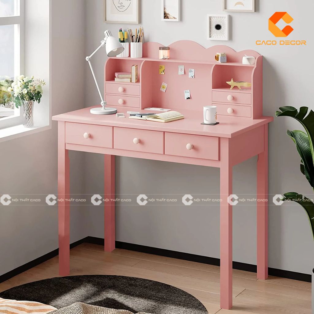 20+ Mẫu bàn học màu hồng cao cấp, đẹp, dễ thương cho bé gái 9