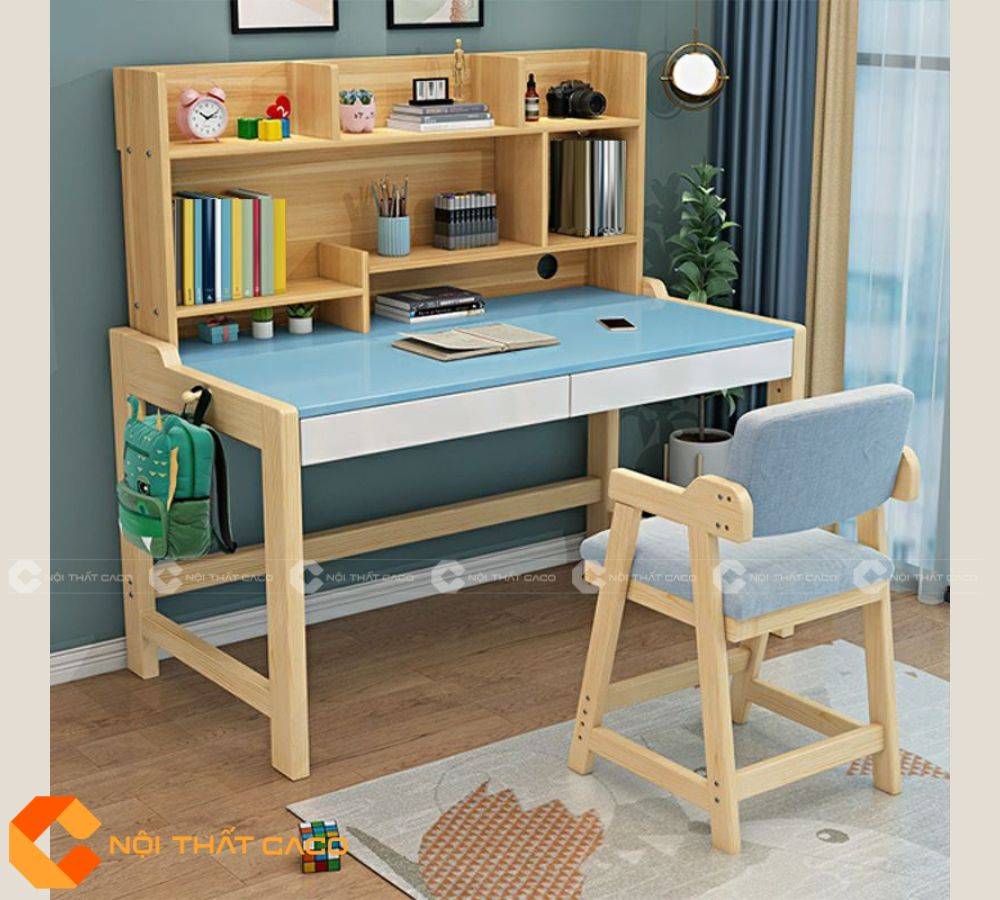 Bàn Học Trẻ Em Gỗ Cao Su Tự Nhiên Cao Cấp