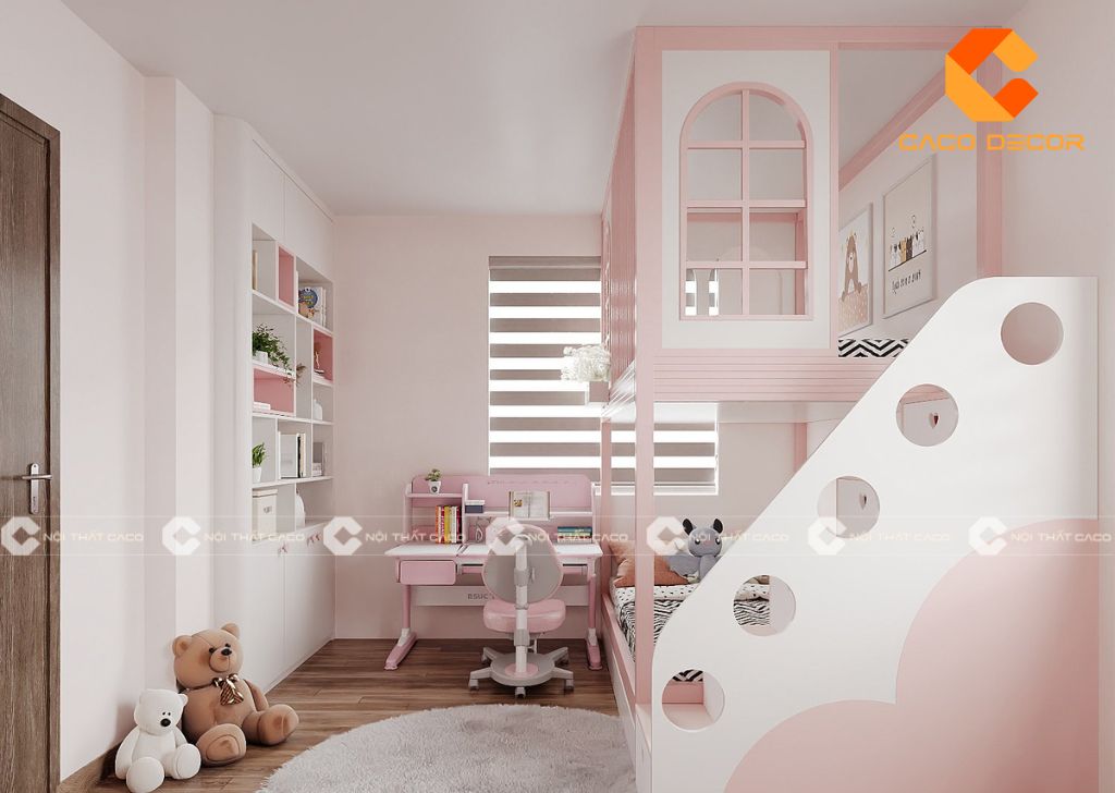 20+ Mẫu giường tầng màu hồng đẹp, dễ thương, hiện đại 1