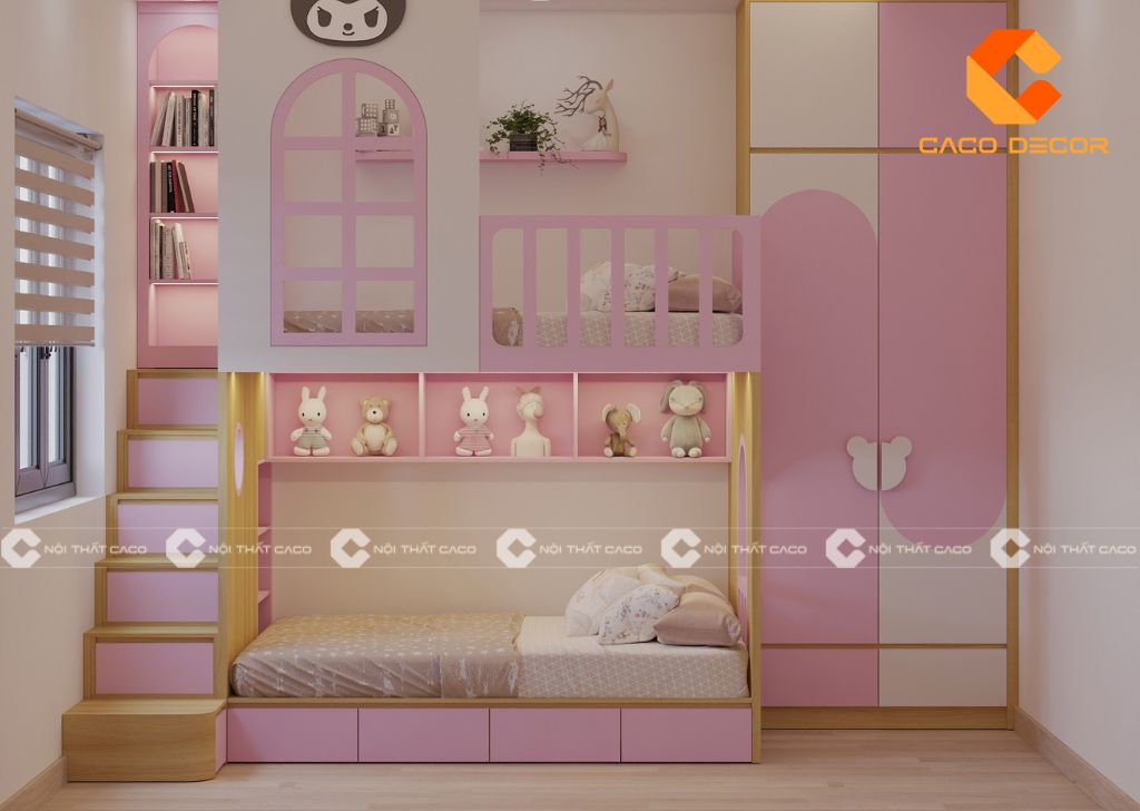 20+ Mẫu giường tầng màu hồng đẹp, dễ thương, hiện đại 8