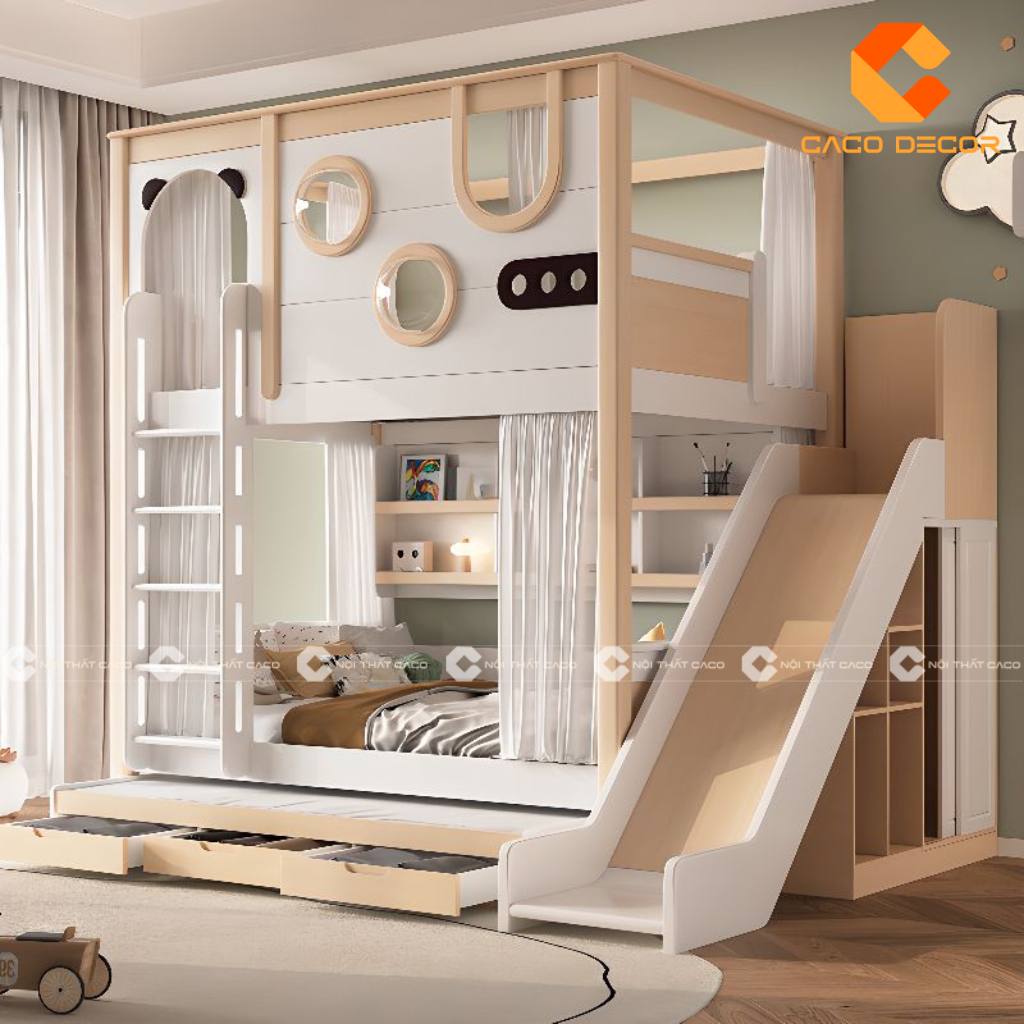 20+ Mẫu giường tầng trẻ em có cầu trượt bền đẹp, giá rẻ 8