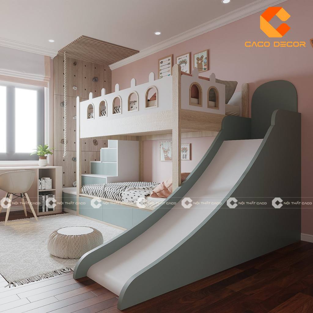 20+ Mẫu giường tầng trẻ em có cầu trượt bền đẹp, giá rẻ 10