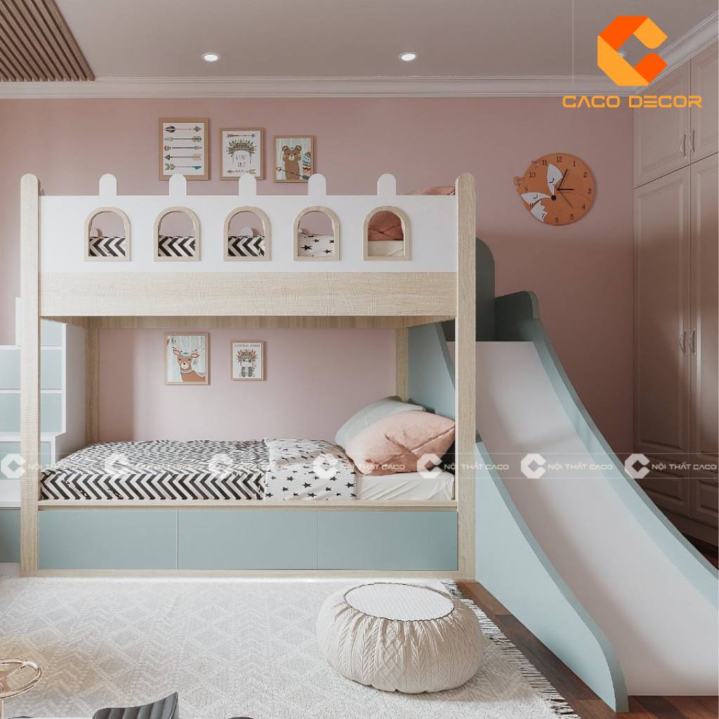 20+ Mẫu giường tầng trẻ em có cầu trượt bền đẹp, giá rẻ 11