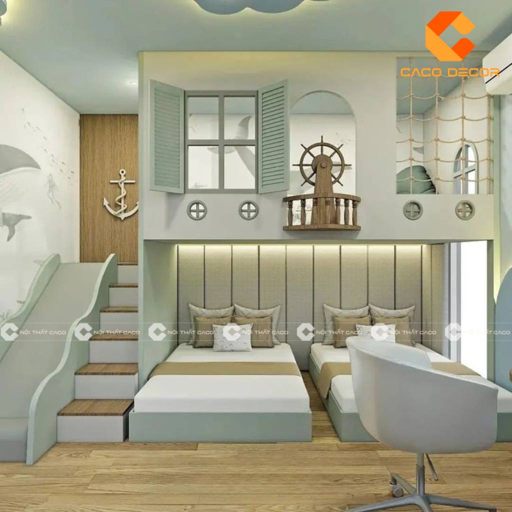 20+ Mẫu giường tầng trẻ em có cầu trượt bền đẹp, giá rẻ 12