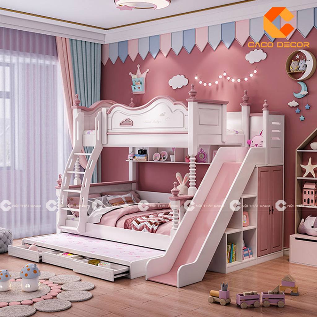 20+ Mẫu giường tầng trẻ em có cầu trượt bền đẹp, giá rẻ 13