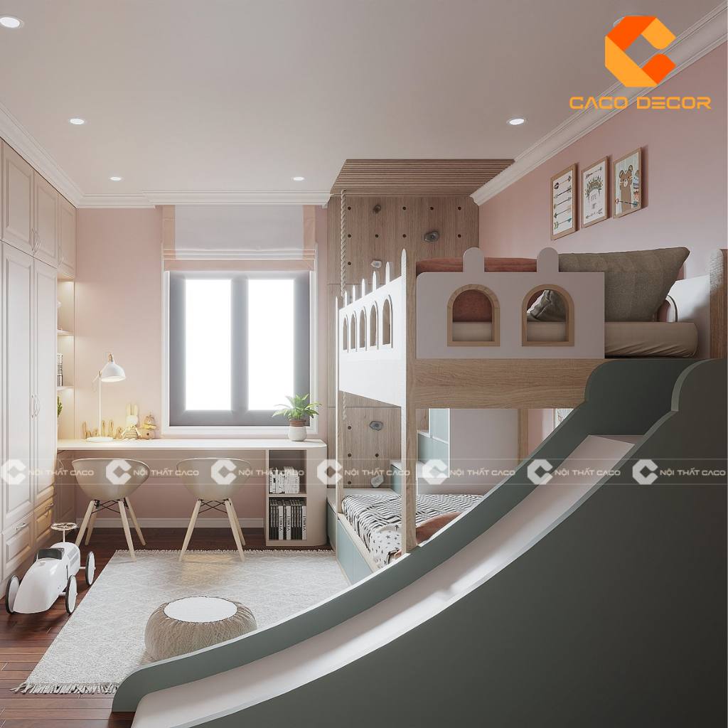 20+ Mẫu giường tầng trẻ em có cầu trượt bền đẹp, giá rẻ 15