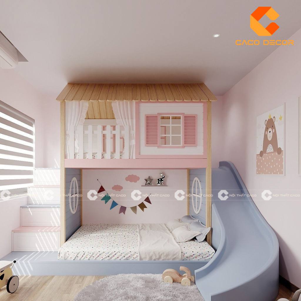 20+ Mẫu giường tầng trẻ em có cầu trượt bền đẹp, giá rẻ 17