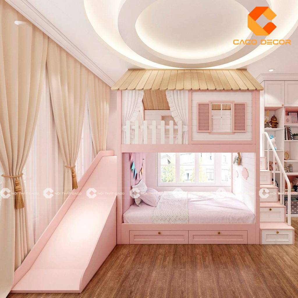 20+ Mẫu giường tầng trẻ em có cầu trượt bền đẹp, giá rẻ 20