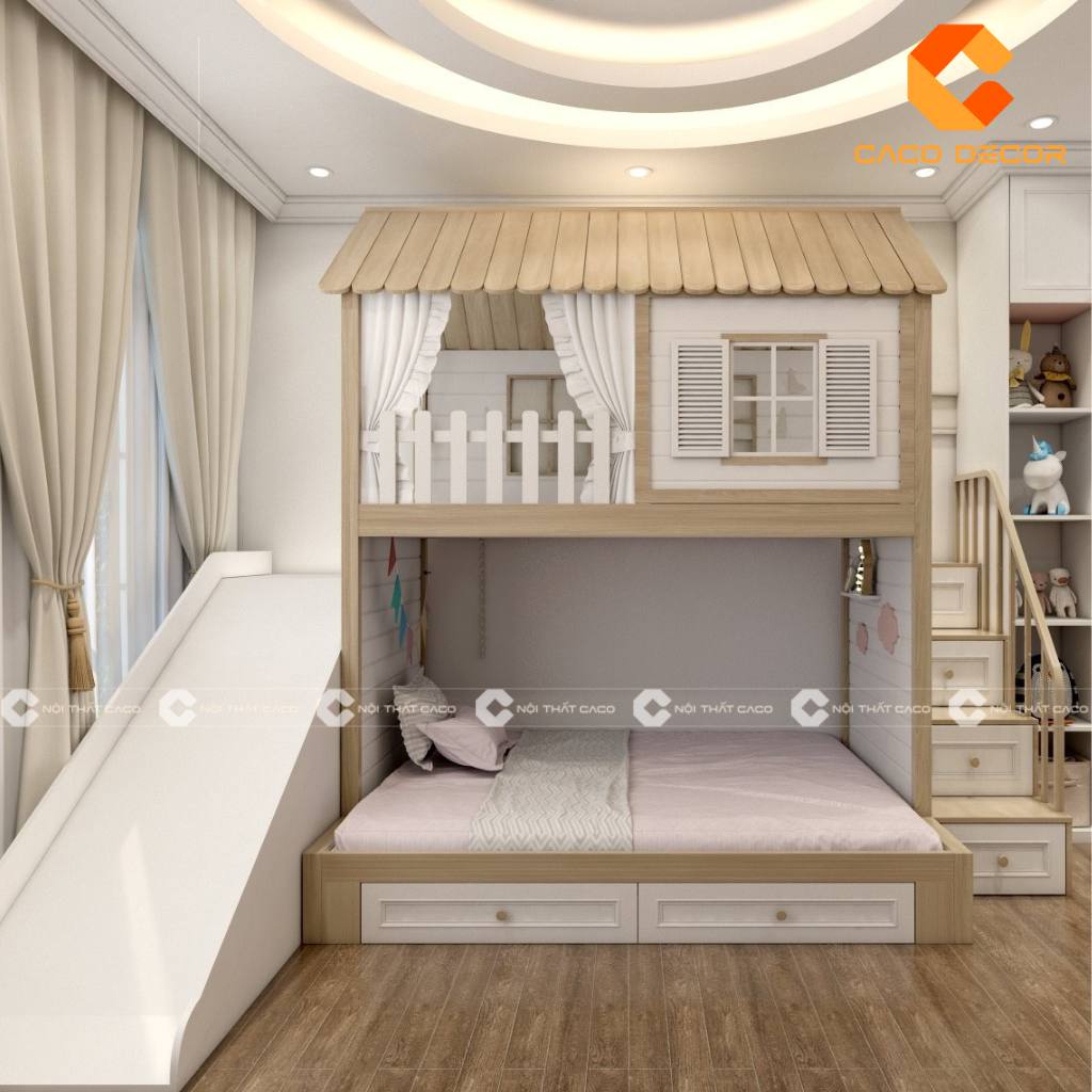 20+ Mẫu giường tầng trẻ em có cầu trượt bền đẹp, giá rẻ 22