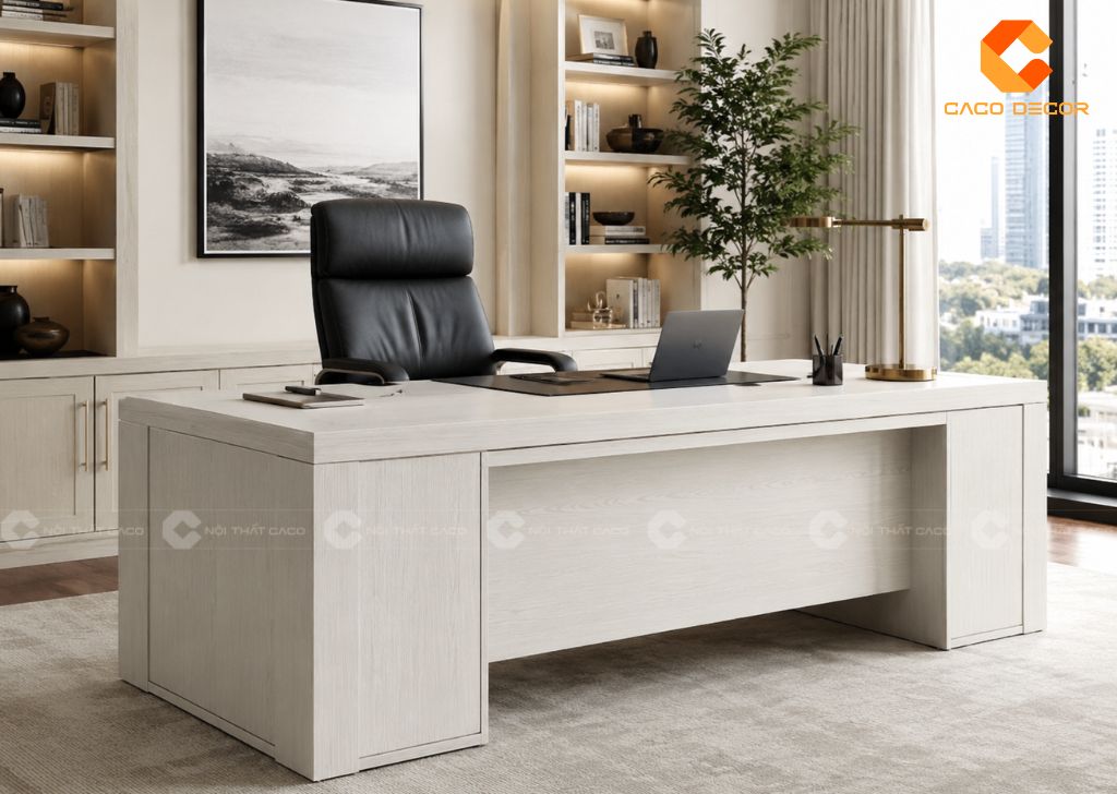  25+ Mẫu Bàn Giám Đốc Màu Trắng Hiện Đại, Cao Cấp, Mới Nhất 4