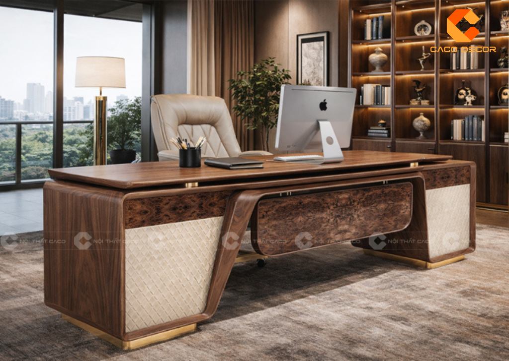 15 Mẫu Bàn Giám Đốc Gỗ Óc Chó Đẹp Sản Xuất Theo Yêu Cầu 6