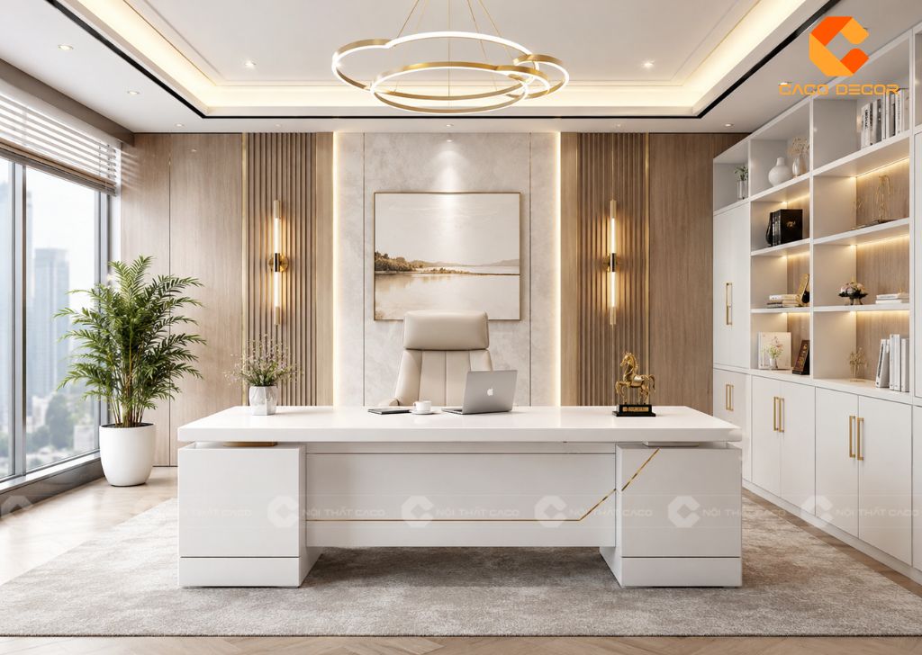  25+ Mẫu Bàn Giám Đốc Màu Trắng Hiện Đại, Cao Cấp, Mới Nhất 7