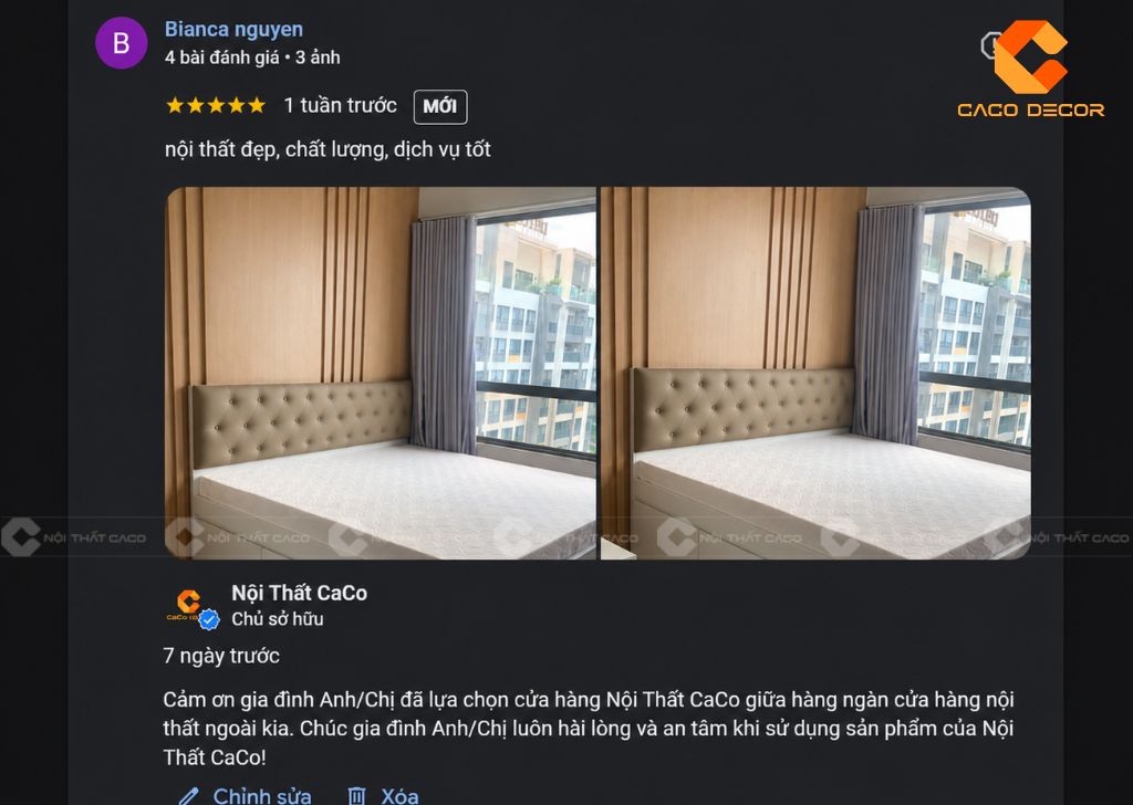 Đánh giá 5 sao của khách hàng giường bọc đầu nệm