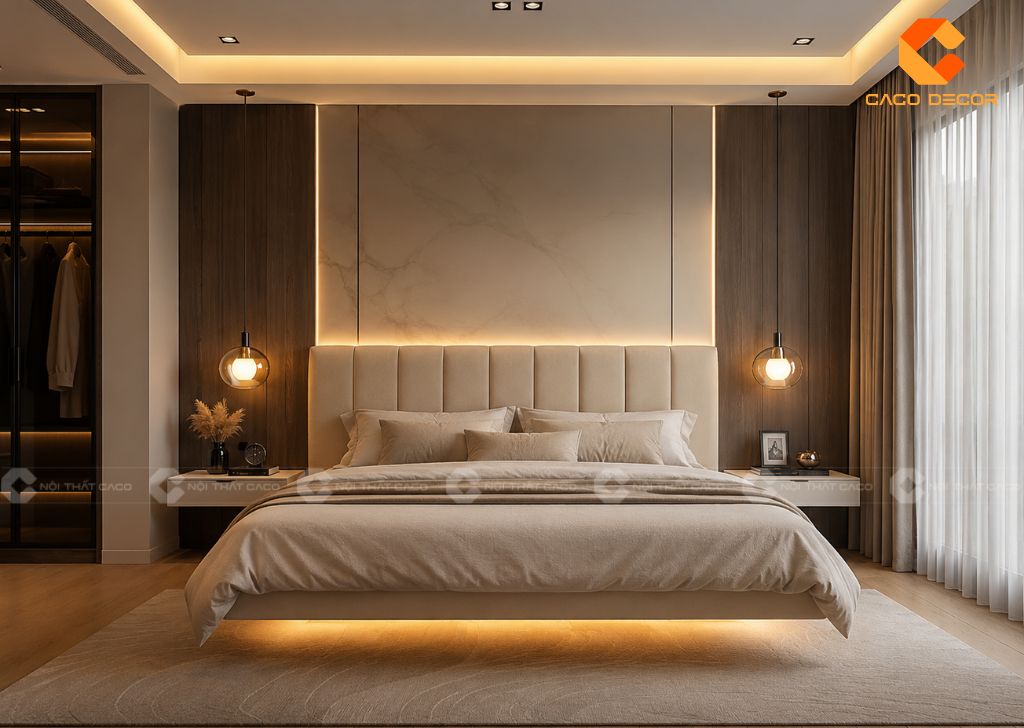 Giường bay hiện đại có đèn LED dưới gầm