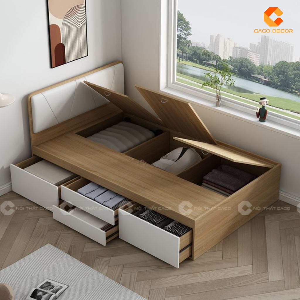 20+ Giường Ngủ Gỗ Công Nghiệp Có Ngăn Kéo Giá Rẻ TPHCM 7
