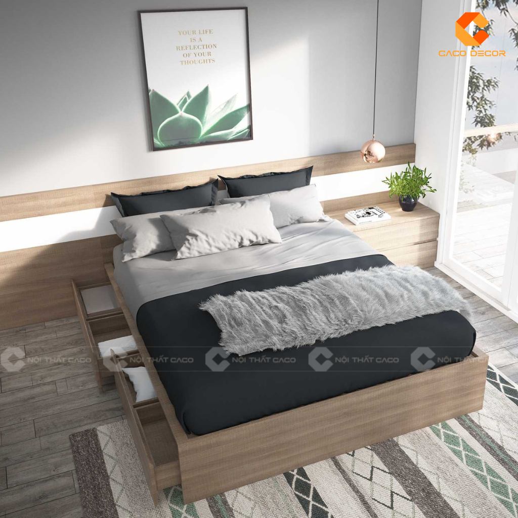 20+ Giường Ngủ Gỗ Công Nghiệp Có Ngăn Kéo Giá Rẻ TPHCM 12