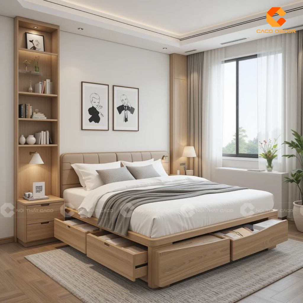 20+ Giường Ngủ Gỗ Công Nghiệp Có Ngăn Kéo Giá Rẻ TPHCM 14