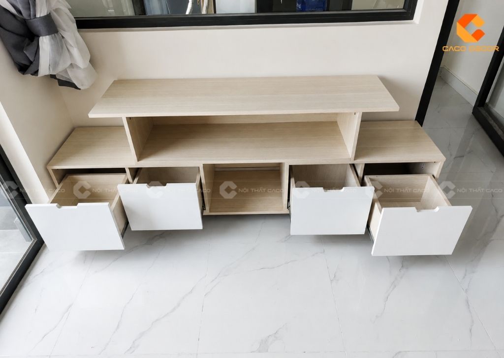 Kệ tivi MDF hiện đại có ngăn kéo mở