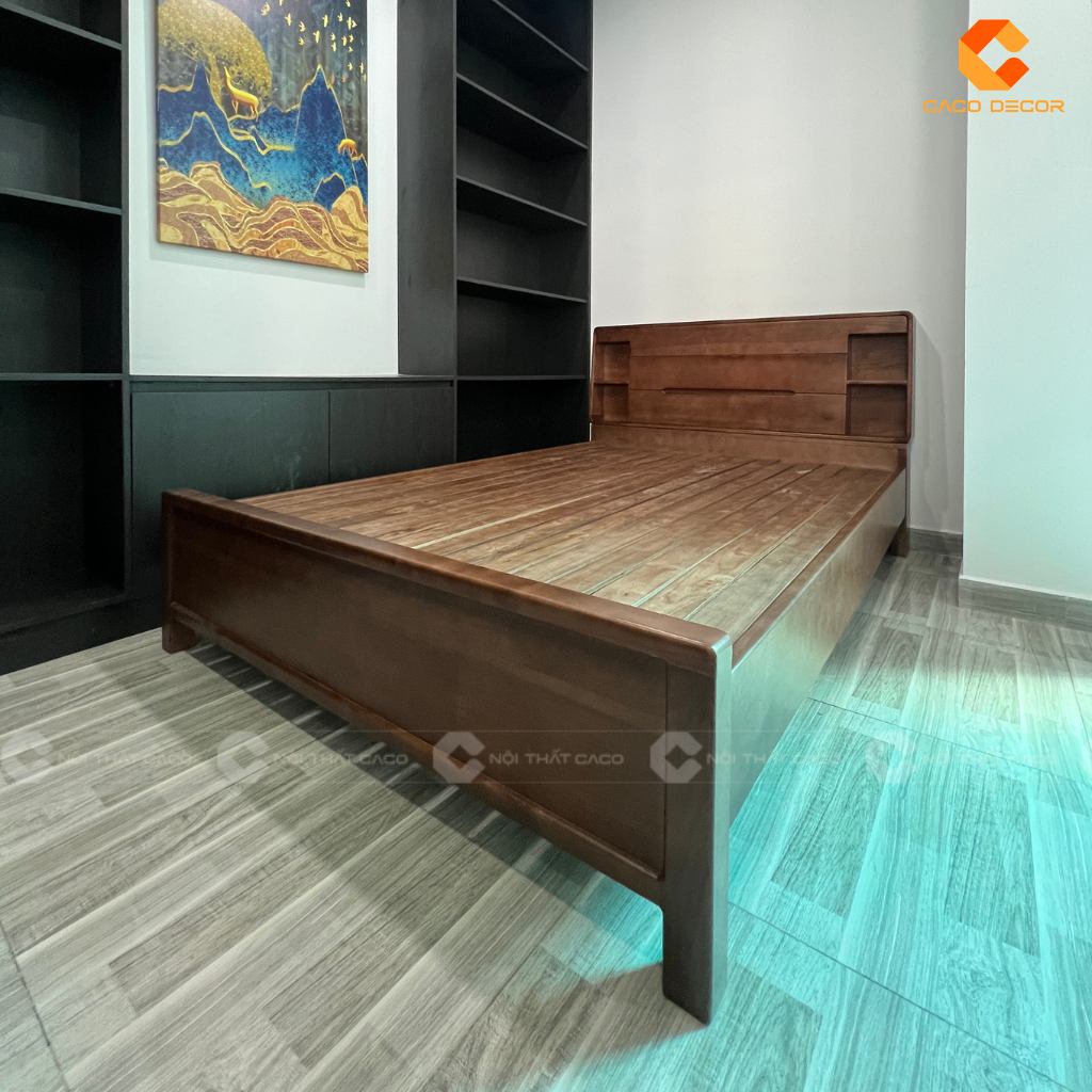 Hình thực tế mẫu giường ngủ gỗ sồi tự nhiên