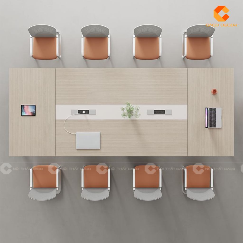 Thiết kế bàn họp 8 người gỗ công nghiệp đẹp xu hướng