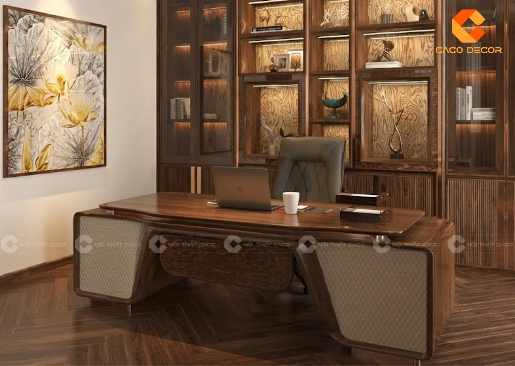 15 Mẫu Bàn Giám Đốc Gỗ Óc Chó Đẹp Sản Xuất Theo Yêu Cầu 5